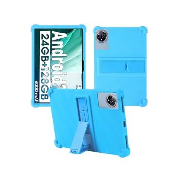Imagem de Capa para tablet Aobante K80/K70/K60/K50 de 10 polegadas, capa protetora de borracha leve à prova de choque, capa protetora ajustável de silicone macio para crianças, azul claro