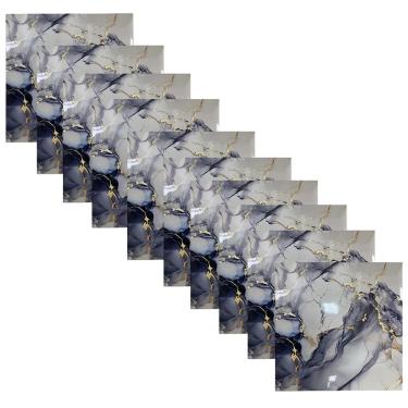 Imagem de Placa Adesiva Marmore 3D Kit 10 uni Autocolante Obra Reforma Casa Banheiro Cozinha Sala Quarto Ambiente Moderno