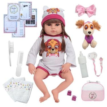 Imagem de Bebê Reborn Boneca Realista Patrulha Canina Bolsa Acessórios - Cegonha