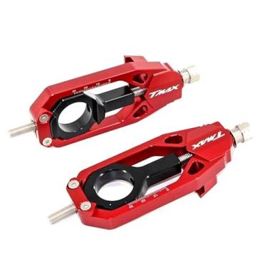Imagem de Tensores de corrente de eixo traseiro CNC para motocicleta para Yamaha TMAX530 2017-2019 TMAX560 2020-2025 (vermelho)