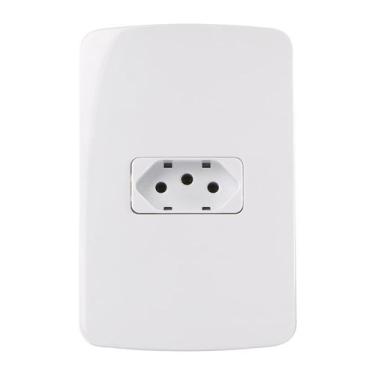 Imagem de CONJUNTO MARGIRIUS B3 COM PLACA 4X2 1 TOMADA 2P+T 10A PA019481 BRANCO 