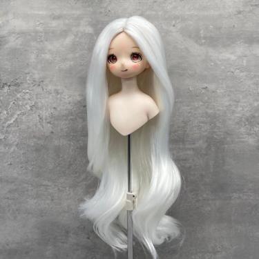 Imagem de Peruca de boneca longa e encaracolada, cabelo sintético de seda macia com design de couro cabeludo real para estilos personalizáveis, perucas BJD para bonecas de tamanho 1/3, para circunferência da