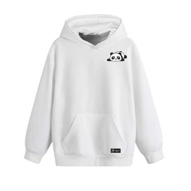 Imagem de Blusão Moletom Canguru Panda Infantil Personalizado com Capuz e Bolso-Unissex