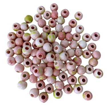 Imagem de MaryLavender Miçangas de porcelana redondas de cerâmica espaçador de porcelana kit de miçangas para artesanato de joias faça você mesmo artesanato 100 peças