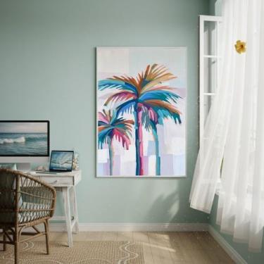 Imagem de Quadro Decorativo Arte Inspirada Palmeiras -70x50cm Cor:Moldura Branca
