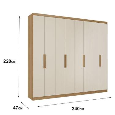 Imagem de Guarda Roupa Casal Milan 8 Portas Capuccino Off White Acetinado E Cabeceira Formosa Glass Capuccino - Thb