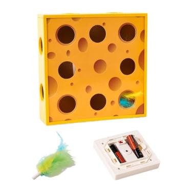 Imagem de Fxzqgnh Brinquedo Interativo Automático para Gatos em Formato de Caixa de Queijo, Feito de Papelão, para Exercitar a Inteligência Dos Gatos E Simular O Jogo D, 28.5x28.5x7.5 Cm