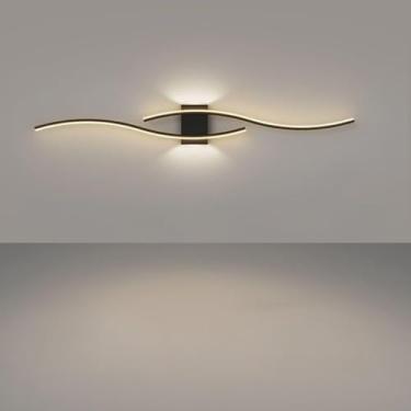 Imagem de Conjunto de luminárias de parede lineares minimalistas em estilo nórdico - Design moderno e simples com grades para sala de estar e quarto, iluminação moderna para cabeceira (A)