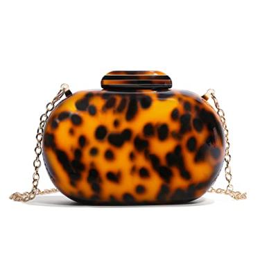 Imagem de WuYangSto Bolsas clutch pequenas para mulheres formatura acrílico noite bolsas com corrente dourada, Leopardo