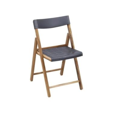 Imagem de Cadeira Dobrável Potenza Grafite Em Madeira Teca Com Acabamento Natural Tramontina 13797/992