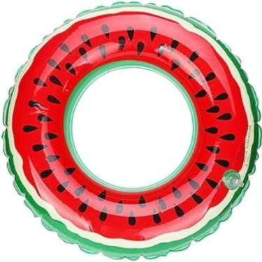 Imagem de Boia Inflável Circular Melancia Infantil, 60cm Diâmetro, Material PVC, para Crianças Maiores de 5 Anos, Verão Piscina