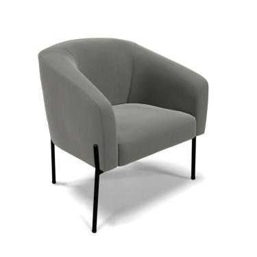 Imagem de Poltrona Pé De Ferro Preto Sala De Estar Stella Suede Grafite D03 - D'rossi