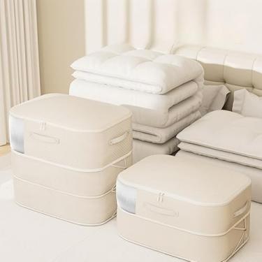Imagem de Sacos de armazenamento de compressão para roupa de cama, pacote com 2 sacos grandes seladores a vácuo com janela transparente, organizador de autocompressão com economia de espaço para edredons