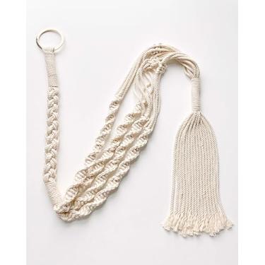 Imagem de PILLOWPIA Cabide para plantas de macramê de 139,7 cm – Suporte para plantas suspensas internas e externas para teto, parede ou janela – Suporte de corda Boho para vasos de 25,4 cm – Acessório