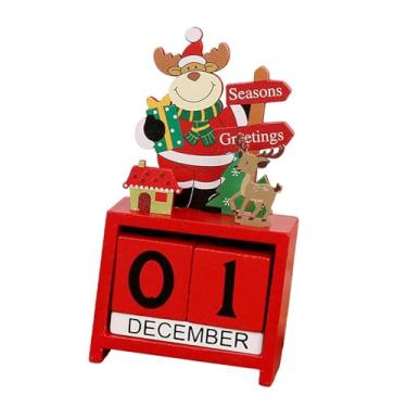 Imagem de Esquirla Calendário de Natal de Madeira com Blocos Numéricos, Decoração Criativa para Mesa, Sala de Estar e Escritório - Ideal para Decoração de Festas, Style a