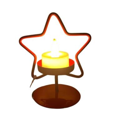 Imagem de Castiçal Natalino Estrela Com Vela Led Decoração Mesa Posta (Vermelho)