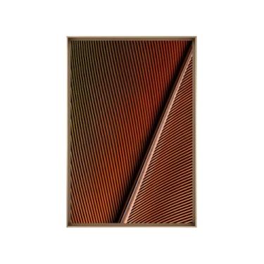 Imagem de Quadro Decorativo com Vidro Sala Hall Quarto 84x124cm Marrom Folha Abstrato