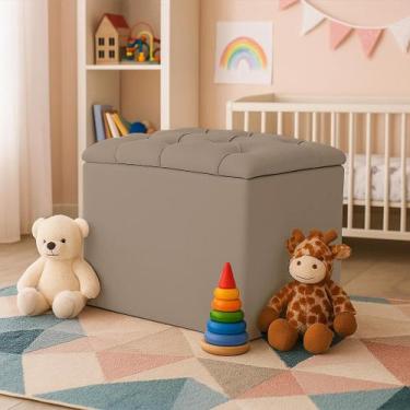 Imagem de Puff Bau Capitone Banqueta Retrô Tecido Suede Dritex Cor:Suede Capucci