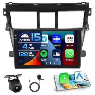 Imagem de Inefala 4G 128G para Toyota Yaris Vios 2007-2012 Rádio CarPlay 22.9 cm Incell Touchscreen Car Stereo Android 15 Android Auto Bluetooth 5.0 GPS WiFi 15UI Câmera de backup