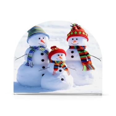 Imagem de Qilmy Porta-guardanapos de acrílico de boneco de neve de Natal, porta-guardanapos para mesas cozinha restaurante decoração de casa, suporte decorativo moderno para guardanapos de coquetel de papel de