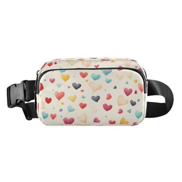 Imagem de CEBUGI Mini pochetes de caminhada para homens e mulheres, dia dos namorados, corações modernos, resistentes à água, com cinto ajustável para treino, viagem, corrida