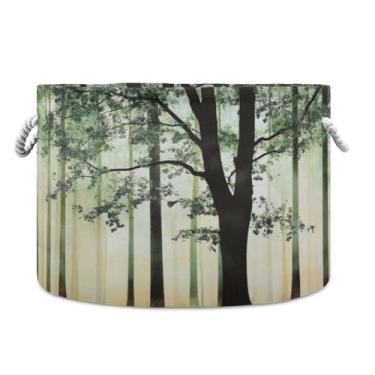 Imagem de WELLDAY Cesta de corda de algodão Lively Woodland Cesta de lavanderia de bebê para sala de estar, lavanderia, berçário, travesseiros, decoração de casa