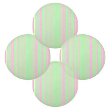 Imagem de Wassud Jogo americano conjunto de 4 tapetes de mesa redondos com listras verdes verticais para cozinha e jantar tapetes laváveis resistentes ao calor decoração de mesa 39 cm