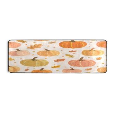 Imagem de Qilmy Tapete de corrida de abóbora colorido de Ação de Graças, 183 x 61 cm, antiderrapante, antifadiga, confortável, tapetes longos, para quarto, sala de estar, banheiro, corredores, entrywa467