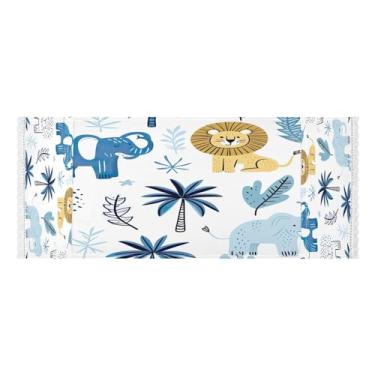 Imagem de Wassud Capas de lavadora e secadora de leão e elefante, protetor de lavadora com sacos de armazenamento, capa de geladeira à prova de poeira com bolsos para lavanderia doméstica, cozinha, 120 x 55 cm