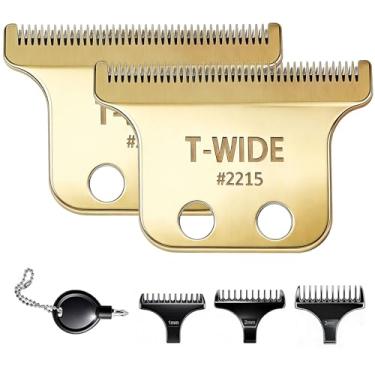 Imagem de Pacote com 2 lâminas de substituição 2215 T Wide para Wahl 5 Star Detailer Li Trimmer 8081 e 8171 - Lâmina de aparador ajustável de aço inoxidável Zero-Gap (dourado-2)