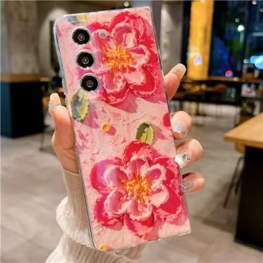 Imagem de XLCZMYL Capa de telefone com flores com pintura a óleo para Samsung Galaxy Z Fold 5 4 3 5G PC Protective, A2, para Galaxy Z Fold 3
