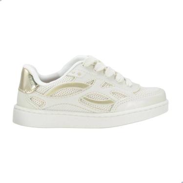 Imagem de Tênis Infantil Casual Molekinha 2574.120 Branco Off/Dourado