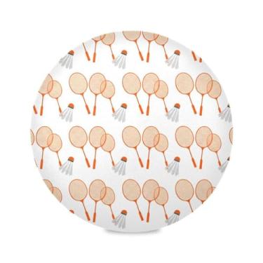 Imagem de Wassud Jogo americano raquetes de badminton tapetes de mesa redondos para cozinha e jantar tapetes laváveis resistentes ao calor decoração de mesa 39 cm