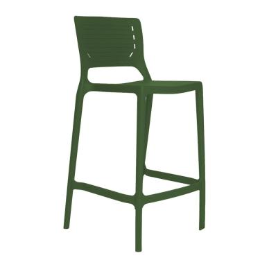 Imagem de Banqueta Alta Cozinha Verde Musgo Empilhável Saturno Em Polipropileno Acrilys