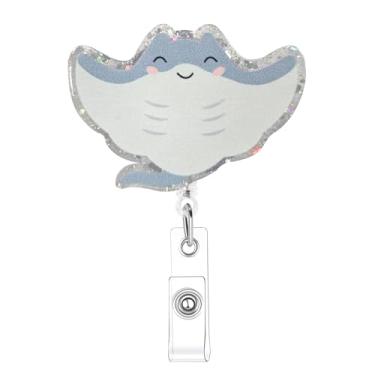 Imagem de Carretel de crachá bonito Stingray retrátil engraçado clipe retrátil clipes de enfermagem para enfermagem RN CNA médico, trabalhador médico e professor