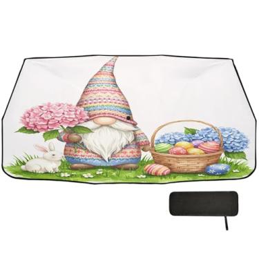 Imagem de Burbuja Guarda-sol de para-brisa de carro, guarda-chuva de para-brisa dobrável Gnome Bunny bloqueia raios UV e calor solar, adequado para caminhonete Sedan SUV na maioria dos veículos