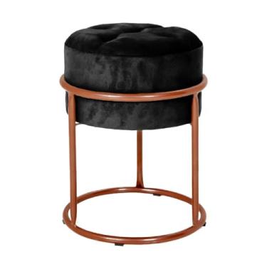 Imagem de Puff Argola Decoraçao Quarto Banqueta Ferro Pulf Penteadeira Sala puff redondo para Quarto, Sala e penteadeira(Preto/Cobre)