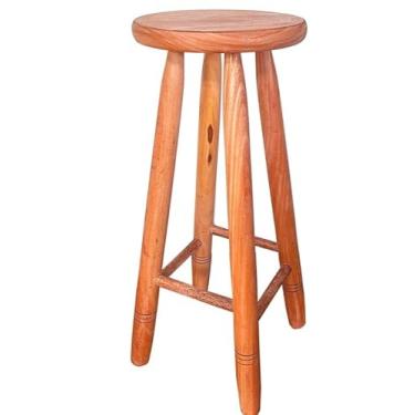Imagem de Banqueta Alta Madeira Maciça 70cm Banqueta Balcão Tamborete Banco Alto - Estabilidade Superior e Design Clássico(COM VERNIZ,60CM)
