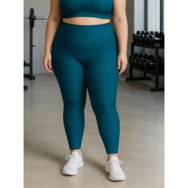 Imagem de Calça Legging Fitness Plus Size Cirrê 3D Feminina Leg Academia Cintura