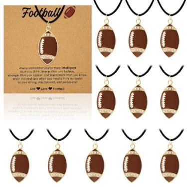 Imagem de LipLopBest Pacote com 12 colares de futebol americano com cartões para mulheres e meninos - lembrancinhas de festas esportivas, presentes em massa para jogadores de equipe, escola, sala de aula