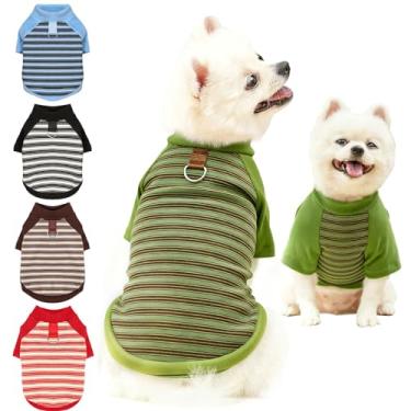 Imagem de Suéter para cães leve e elástico camiseta de lã listrada para animais de estimação roupas de gatos macio para cães pequenos, médios e grandes (verde, 2GG)