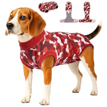 Imagem de PetWarm Traje de recuperação cirúrgica para cães, roupas internas para cães, macacão para recuperação cirúrgica para animais de estimação, macacão confortável para castramento castrado, estampa de