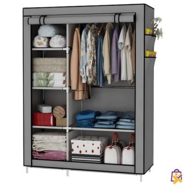 Imagem de Organizador Dobrável Roupa Intima Guarda-roupa 6 Prateleiras Cinza Imp