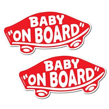 Imagem de EPIC Goods Adesivo Baby On Board para carros, caminhões, vans - Decalque de sinal de segurança para crianças, adesivo de para-choque de vinil resistente - removível e reutilizável (branco/vermelho - adesivos)