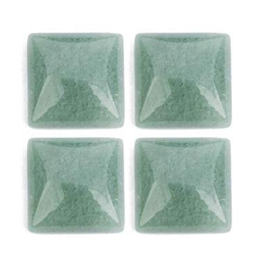 Imagem de 5 peças de pedra natural 16 mm pedra quadrada Reiki equilíbrio preocupação design plano contas sem furos pingentes para pulseira colar brincos fabricação de joias (Aventurina verde)