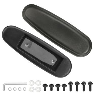 Imagem de PATIKIL 1 par de substituição de descanso de braço para cadeira de escritório, capa de couro para cadeira de escritório PU 10 cm orifício de montagem com parafusos para cadeiras de jogos, apoio de