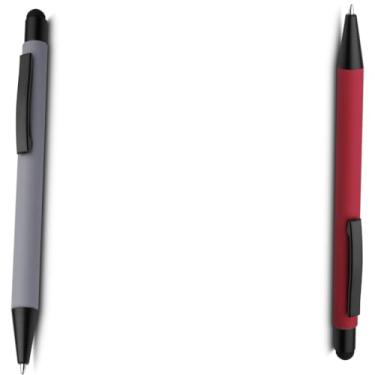 Imagem de Caneta Esferográfica Metal com Ponta Touch, Escrita Azul, Corpo Emborrachado, Grip Emborrachado, Ponta Média 1.0mm, Ambidestro (Laranja e Preto)