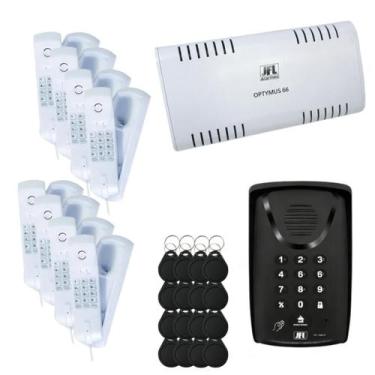 Imagem de Kit Porteiro Eletrônico Optymus 66, Teclado Numérico com 08 interfones