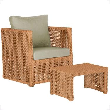 Imagem de Mesa E 1 Poltrona Madri Corda Náutica Estofado 7 Trama Terra Cota