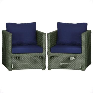 Imagem de 2 Poltronas Madri Alumínio Corda Náutica Estofado 10 Trama Verde